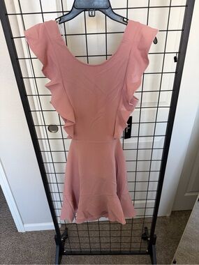 Lulu's Rose Pink Ruffle-Sleeve Mini Dress